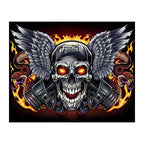 Flaming Skull Wings round wooden puzzle