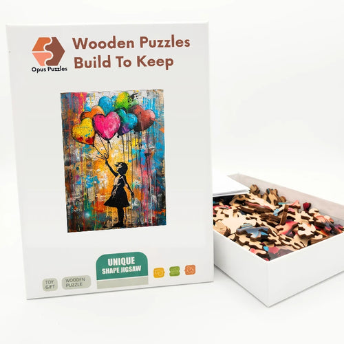 Balloon Girl Street Wooden Puzzle – packaged wooden puzzle gift box