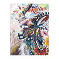 Painterly Folk Deer round wooden puzzle