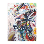 Painterly Folk Deer round wooden puzzle