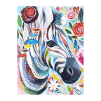 Painterly Floral Zebra round wooden puzzle