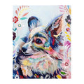 Painterly Corgi Blooms round wooden puzzle