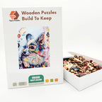 Painterly Corgi Blooms Wooden Puzzle – packaged wooden puzzle gift box