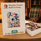 Floral Pup Portrait Wooden Puzzle – packaged wooden puzzle gift box