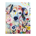 Floral Pup Portrait round wooden puzzle