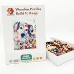 Floral Pup Portrait Wooden Puzzle – packaged wooden puzzle gift box