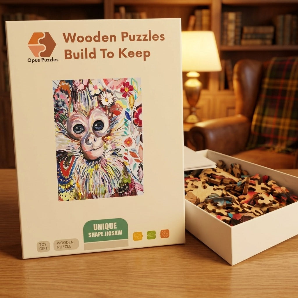 Curious Little Monkey Wooden Puzzle – packaged wooden puzzle gift box
