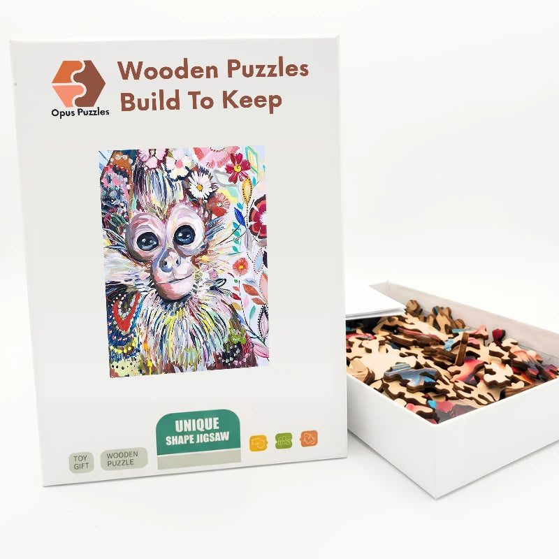 Curious Little Monkey Wooden Puzzle – packaged wooden puzzle gift box