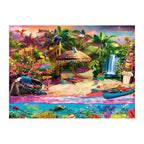 Tropical Tiki Beach round wooden puzzle