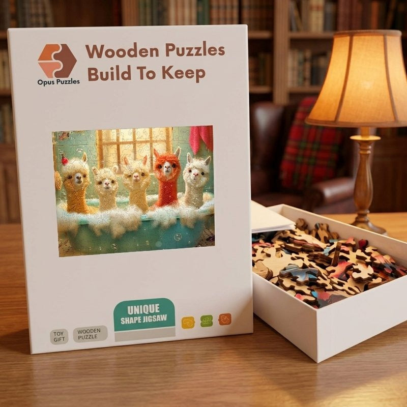 Alpaca Bubble Bath Wooden Puzzle – packaged wooden puzzle gift box