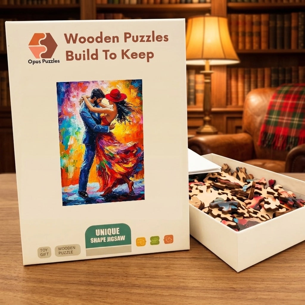 Tango Dancers Painting Wooden Puzzle – packaged wooden puzzle gift box
