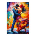 Tango Dancers Painting round wooden puzzle