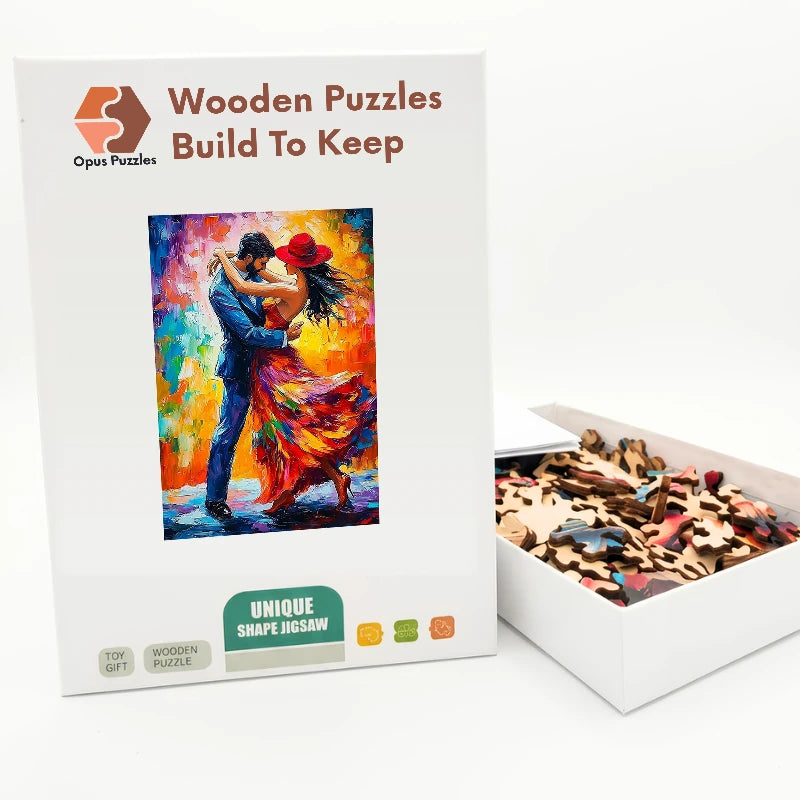 Tango Dancers Painting Wooden Puzzle – packaged wooden puzzle gift box