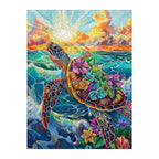 Coral Sea Turtle round wooden puzzle