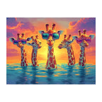 Sunset Giraffe Squad round wooden puzzle