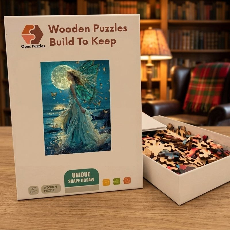 Moonlight Butterfly Fairy Wooden Puzzle – packaged wooden puzzle gift box