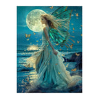 Moonlight Butterfly Fairy round wooden puzzle