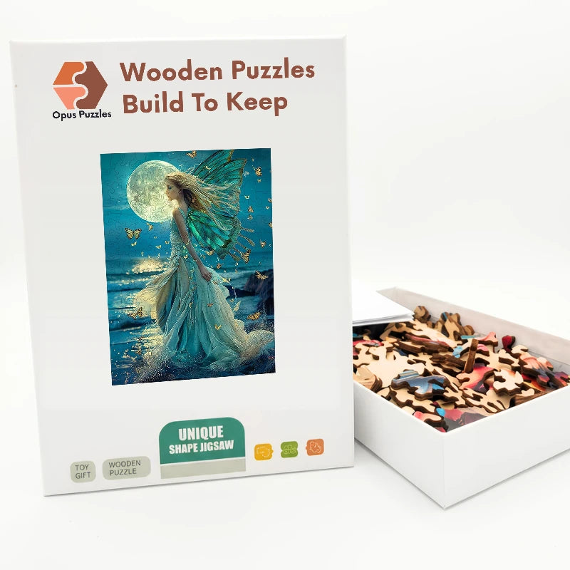 Moonlight Butterfly Fairy Wooden Puzzle – packaged wooden puzzle gift box