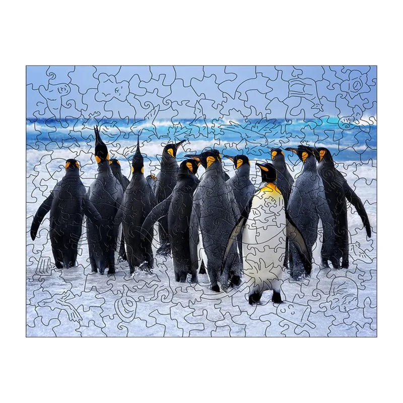 King Penguin Beach round wooden puzzle