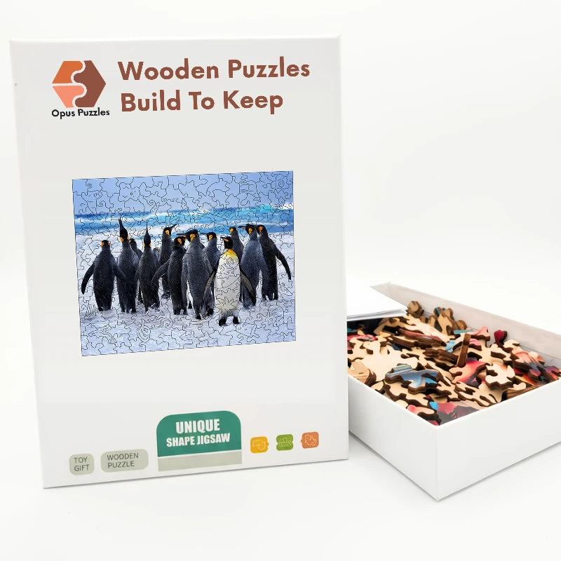 King Penguin Beach Wooden Puzzle – packaged wooden puzzle gift box