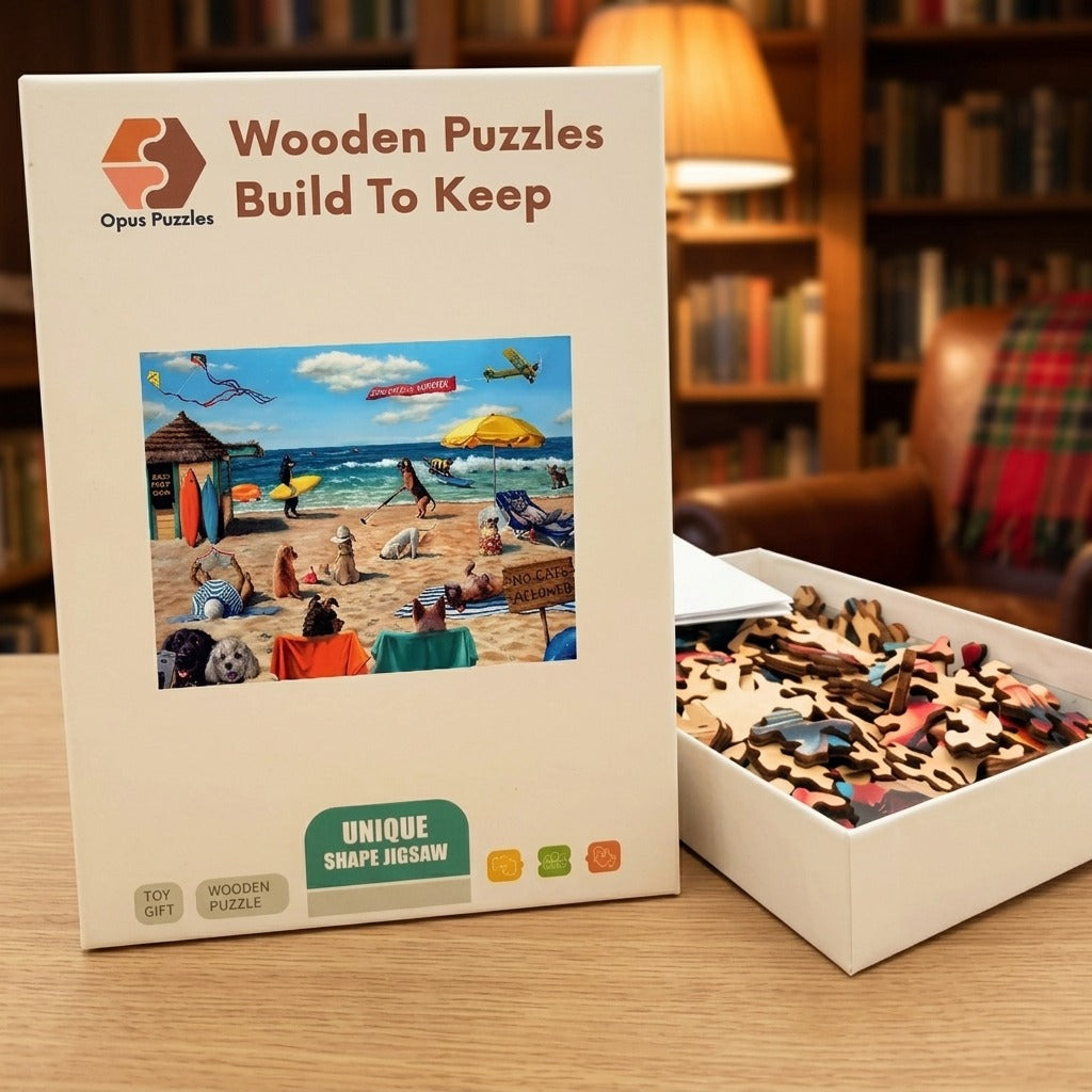 Dog Days Of Summer Wooden Puzzle – packaged wooden puzzle gift box