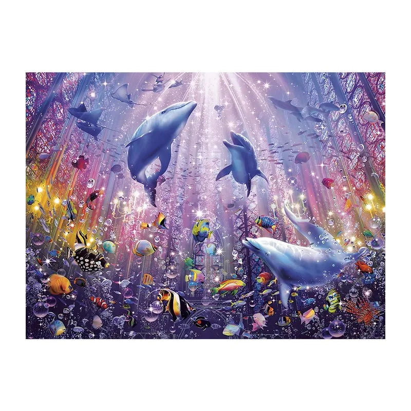 Dolphin Cathedral Reef round wooden puzzle