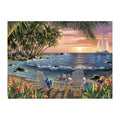 Sunset Beach Chairs round wooden puzzle