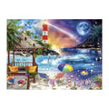 Day And Night Beach round wooden puzzle