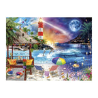 Day And Night Beach round wooden puzzle
