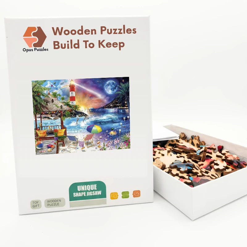 Day And Night Beach Wooden Puzzle – packaged wooden puzzle gift box