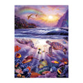 Sunrise Sea Turtles round wooden puzzle