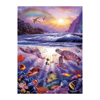Sunrise Sea Turtles round wooden puzzle