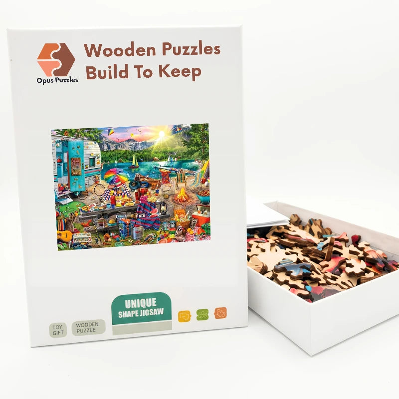 Lakeside Camper Day Wooden Puzzle – packaged wooden puzzle gift box
