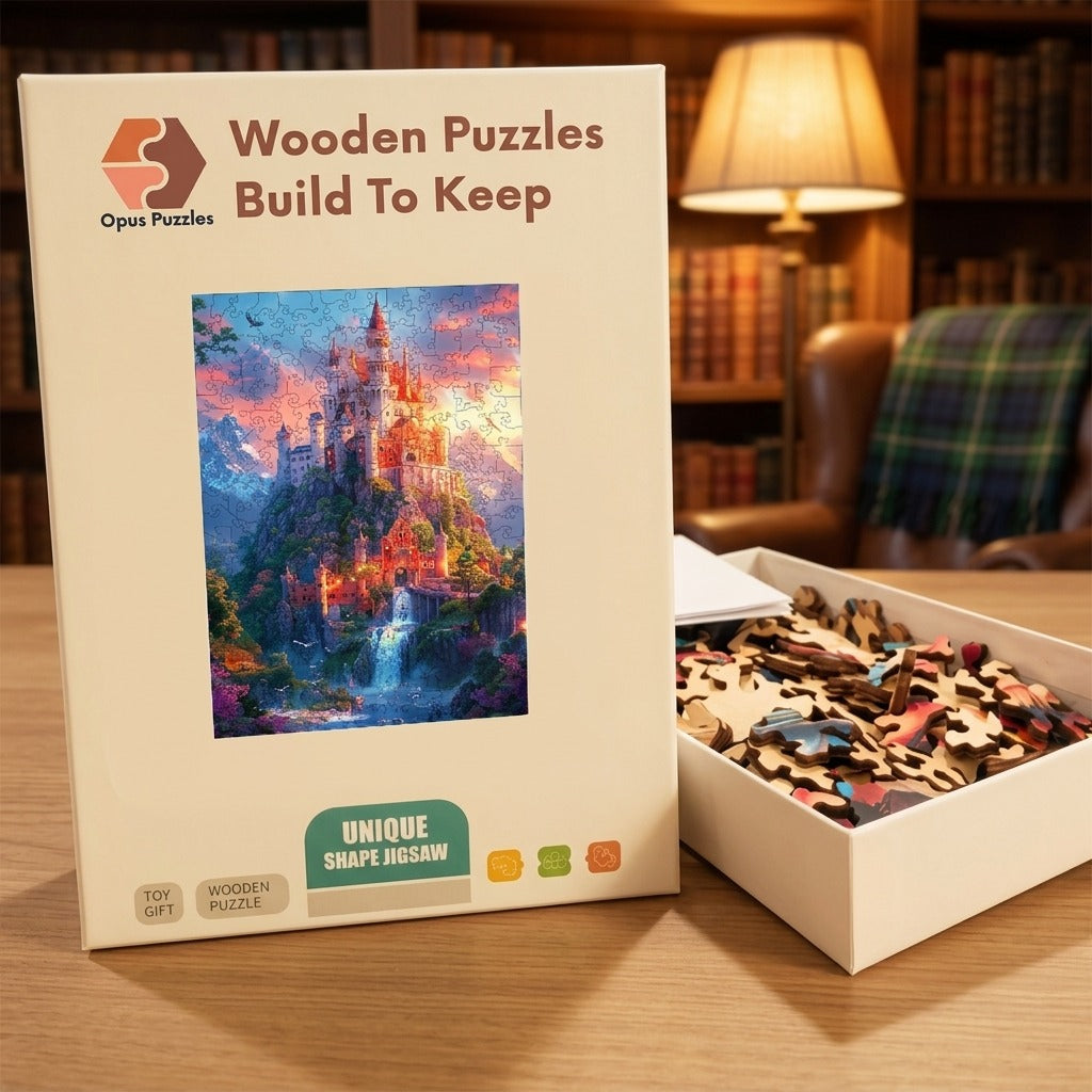 Fairytale Castle Falls Wooden Puzzle – packaged wooden puzzle gift box