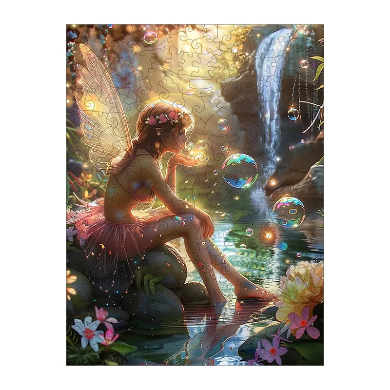 Fairy Bubbles Falls round wooden puzzle