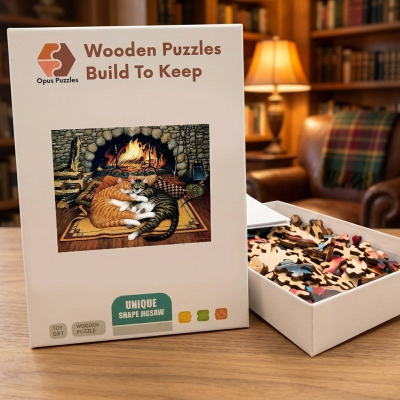 Hearthside Cats Nap Wooden Puzzle – packaged wooden puzzle gift box