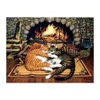 Hearthside Cats Nap round wooden puzzle