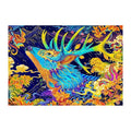 Cosmic Stag Spirit round wooden puzzle