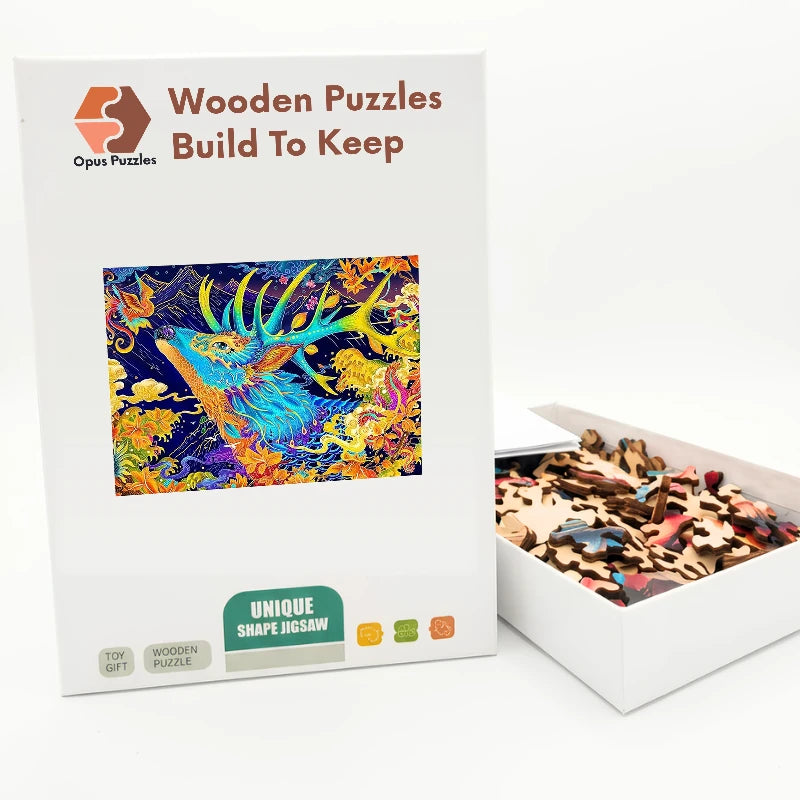 Cosmic Stag Spirit Wooden Puzzle – packaged wooden puzzle gift box