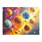 Cosmic Planets Drift round wooden puzzle