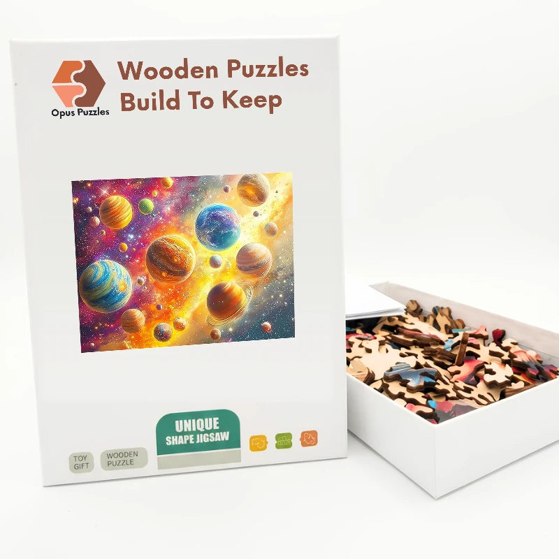 Cosmic Planets Drift Wooden Puzzle – packaged wooden puzzle gift box