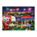 Fourth Of July Camp round wooden puzzle