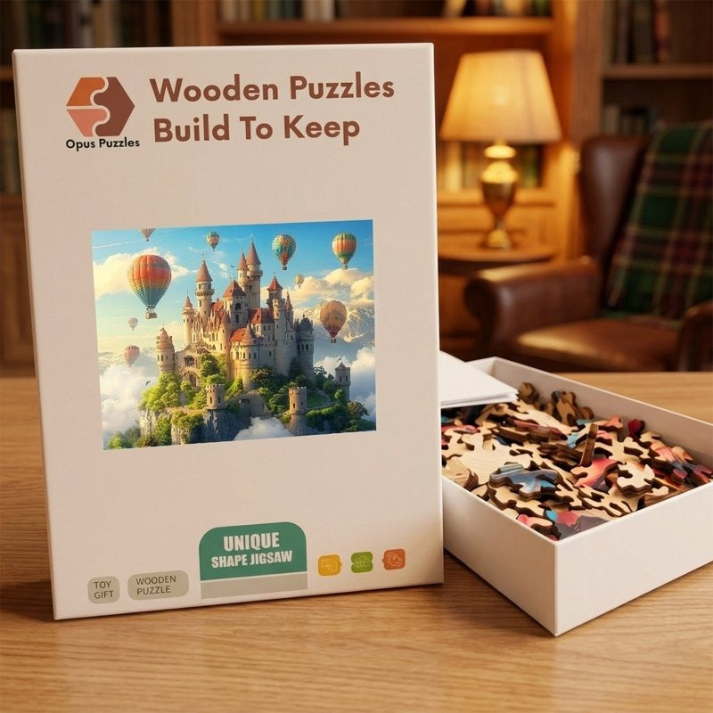 Castle Balloon Sky Wooden Puzzle – packaged wooden puzzle gift box