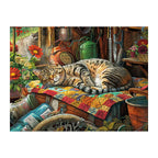 Garden Shed Cat round wooden puzzle
