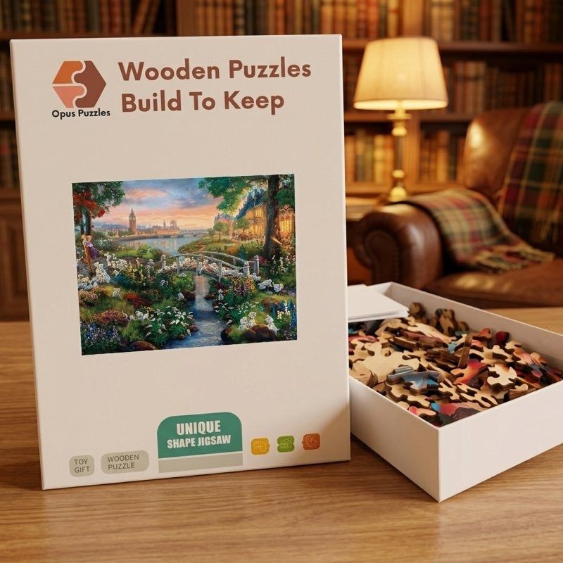 Dalmatian Garden Sunset Wooden Puzzle – packaged wooden puzzle gift box