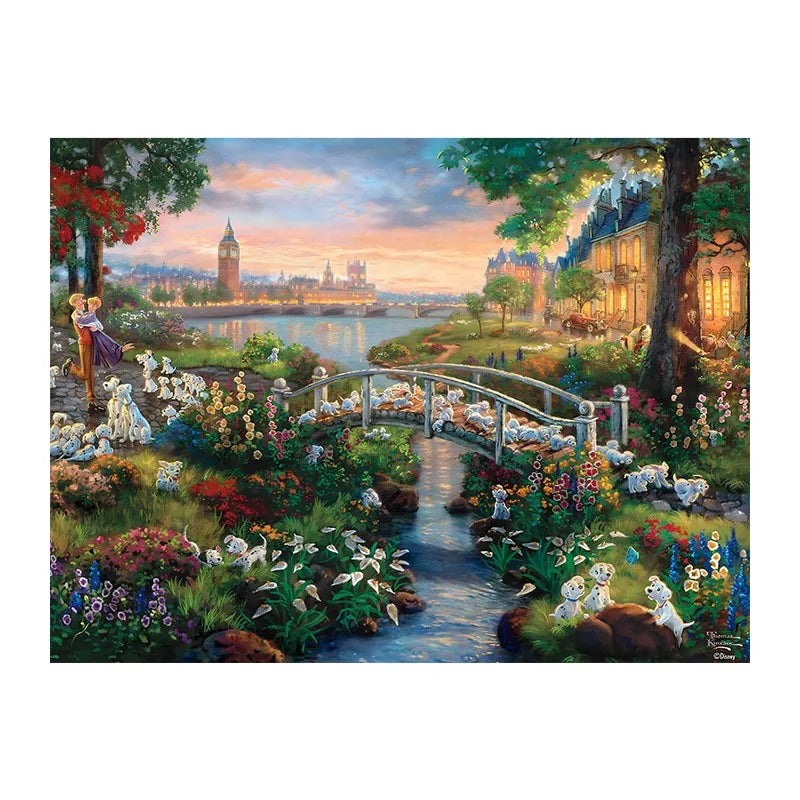 Dalmatian Garden Sunset round wooden puzzle