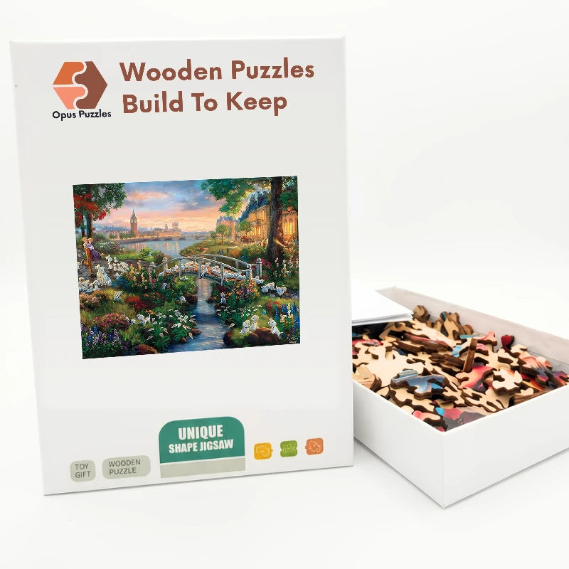 Dalmatian Garden Sunset Wooden Puzzle – packaged wooden puzzle gift box