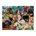 Garden Puppy Pile round wooden puzzle