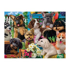 Garden Puppy Pile round wooden puzzle