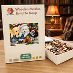 Christmas Puppy Train Wooden Puzzle – packaged wooden puzzle gift box